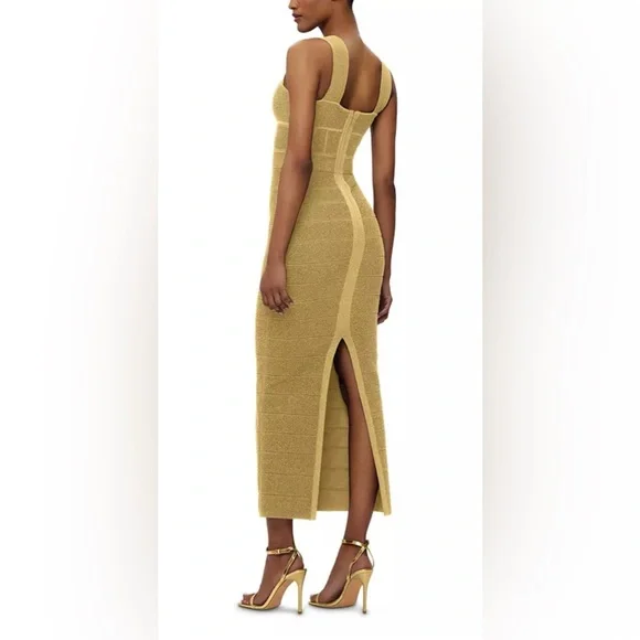 slim fit dress slacks Herve Leger Sara Mini Dress